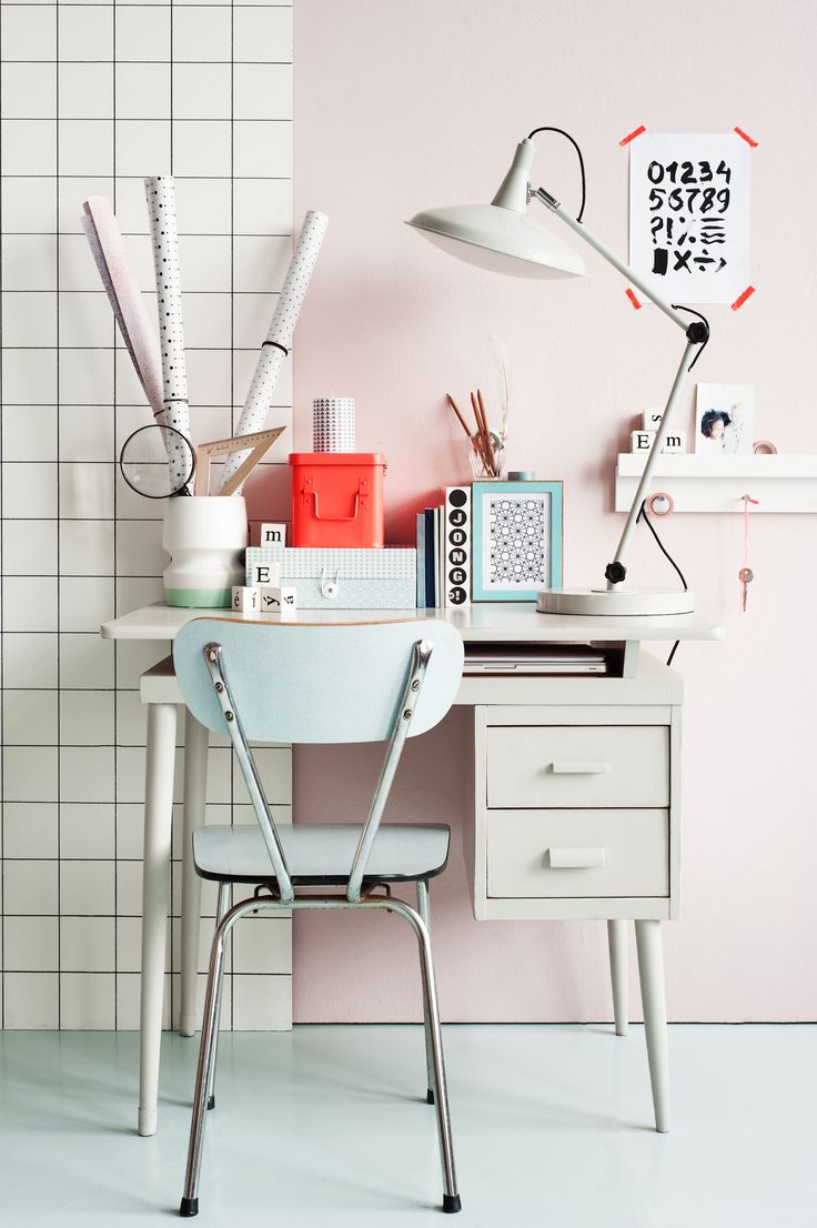 trendy pastel workspace