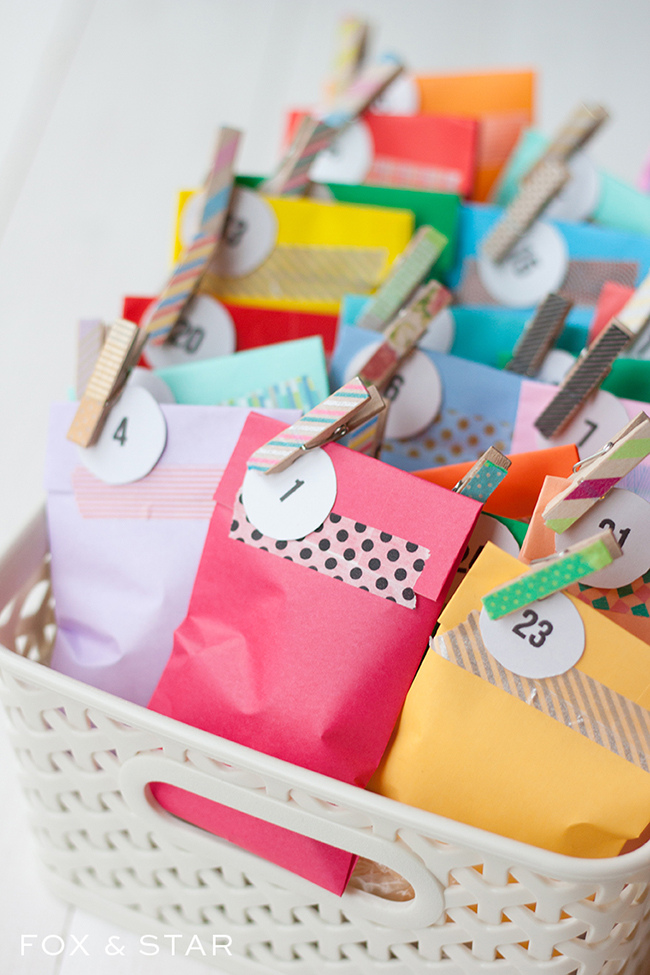 DIY washi tape advent calendar treat bags : fox and star blog