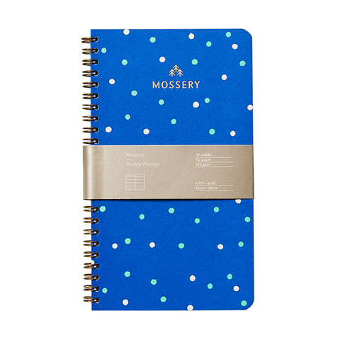 mossery blue polka dot weekly planner