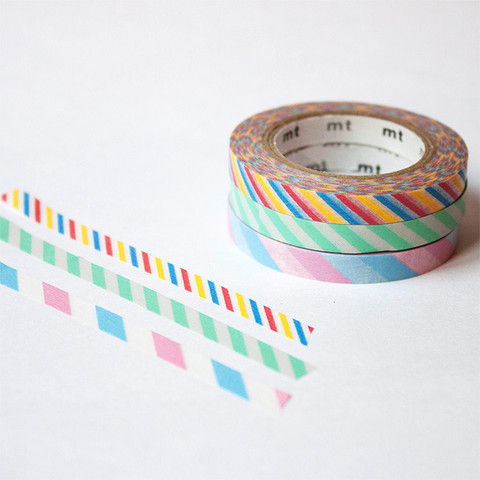 MT Set Of Three Slim Washi Tapes - Candy Stripes